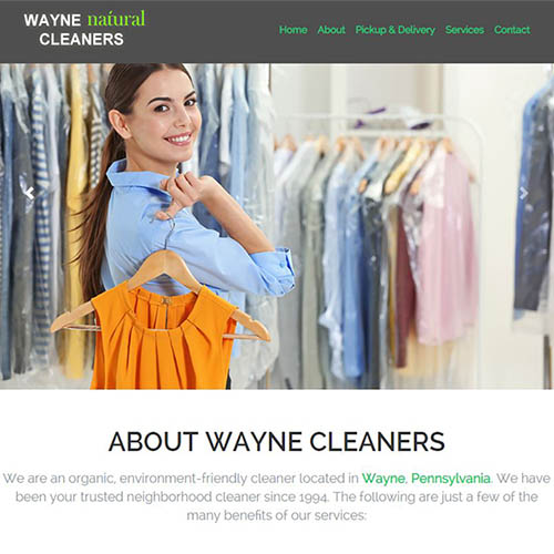 Wayne Cleaners, a website made by the Philadelphia area web development company TAF JK Group Inc.